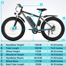 Load image into Gallery viewer, Electric Bike 26" x 4.0 Fat Tire Electric Bicycle, Peak 1000W Electric Mountain Bike, 48V 13AH Lithium-Ion Battery, 25MPH, Up to 60 Miles