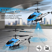 Load image into Gallery viewer, RC Helicopters - Remote Control Helicopter Toys: One Key Take-Off/Landing, Automatic Altitude Hold, LED Light & 3.5 Channel, Blue