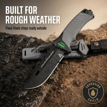 Load image into Gallery viewer, Naifu Bushcraft 6-in-1 Survival Knife — Full Tang Fixed Blade Hunting Knife with Sheath, 4.33 Inch Drop Point Blade, Built-in Sharpening Stone, Ferro Rod Fire Starter, Whistle, Glass Breaker & Paracord — Camping, Bushcraft, EDC Gear