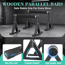 Load image into Gallery viewer, 10-14'' Wooden Parallel Bar and Dip Bar with Adjustable Height and Non-Slip Handles