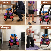 Load image into Gallery viewer, 4-Tier Dumbbell Rack on Wheels – Portable A-Frame Weight Rack for Home Gym, Fits 3-30 lb Dumbbells (Rack Only)