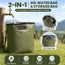 Load image into Gallery viewer, Propane Water Heater with Pump, 20,500 BTU Instant Hot Shower 3L/min, 150Min 5200mAh Battery, High-Altitude Adapter, 40L Water Bag, 12V/Type-C PD Charging, Portable for Camping, Off-Grid & RV
