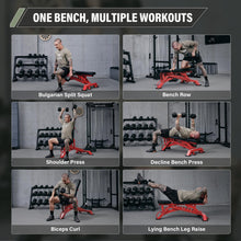 Load image into Gallery viewer, MAJOR FITNESS Adjustable Weight Bench (Elite Version) - 1300LB Capacity, 32 Positions for Strength Training, Bench Press, and Full-Body Workouts for Home or Garage Gym, Red