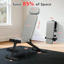 Load image into Gallery viewer, XDDIAS Workout Bench, 10 Backrests Adjustable Weight Bench with Extended Headrest, 800LBS Foldable Weight Bench for Home Gym, Incline Decline Flat Bench Compact for Small Space Training, Gray