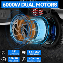 Load image into Gallery viewer, Electric Scooter, 55mph Adult Scooters, 6000W Dual Motor Folding E-Scooter Detachable Seat,70 Miles Long Range & 60V38AH Lithium Battery, 11" Tires