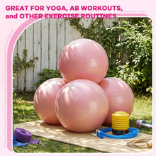Load image into Gallery viewer, Leyndo 4 Pcs 26 Inch Yoga Exercise Ball Pilates Pregnancy Birthing Fitness Ball-(Light Pink)
