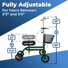 Load image into Gallery viewer, KneeRover Steerable Knee Scooter for Adults, Green