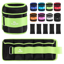 Load image into Gallery viewer, Adjustable Ankle Weights 1-5 LBS Pair with Removable Weight for Jogging, Gymnastics-Green