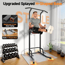 Load image into Gallery viewer, Power Tower Pull Up Station for Home Gym, Dip Station with Splayed H-Shaped Base, 440LBS Capacity
