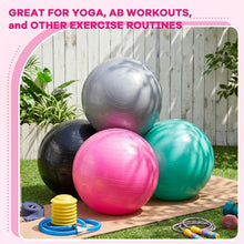 Load image into Gallery viewer, Leyndo 4 Pcs 26 Inch Yoga Exercise Ball Pilates Pregnancy Birthing Fitness Ball -(Black Green Pink Gray)
