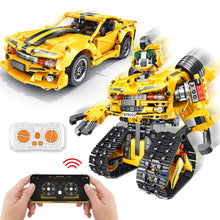 Load image into Gallery viewer, 2-in-1 Build a Robot Kit,901 Pieces Remote & APP Controlled Robot or Race Car, Robotic Building Blocks Toys STEM Projects