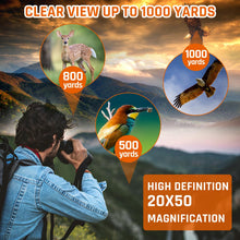 Load image into Gallery viewer, 20x50 High Power Binoculars for Adults with Low Light Night Vision