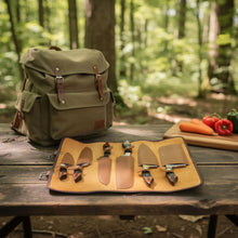 Load image into Gallery viewer, SANZ Damascus Kitchen Knife 6 Pcs - Chef Knife with Wood Handle, Full Tang Blade & Sheath - Outdoor Knife for kitchen, Camping & Outdoor uses