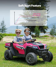 Load image into Gallery viewer, 24V Ride on Toy for Big Kid,Ride on Car 2 Seater w/Sun Shade,Dump Bed & Shovel,4.5MPH,4WD Electric Car, Pink