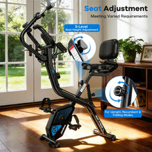 Load image into Gallery viewer, pooboo Folding Exercise Bike with Hand Crank, Multifunctional Stationary Bike -Black