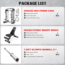 Load image into Gallery viewer, JELENS C21 Power Cage, 2000LBS Multi-Function Power Rack with Independent Dual Pulley System, All-in-One Squat Rack for Cable Crossover, Home Gym Workout Machine (Black, Bundle Set)