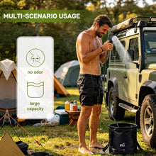Load image into Gallery viewer, MILBOPAX Portable Shower for Camping, 6000mAh Rechargeable Camping Shower with Intelligent LED Display, Foldable Bucket, 4 Spray Modes, IPX7 Waterproof Outdoor Camp Pump for Hiking, Travel, Car, Pet