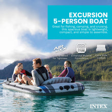 Load image into Gallery viewer, INTEX Excursion 5-Person Inflatable Fishing Boat River Raft Set with Oars