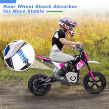 Load image into Gallery viewer, 24V Kids Electric Dirt Bike for 5-15 Years Old, Ride on E Motorcycle, 3.11-9.32MPH Speed, Rear Shock Absorber, LED Breath Lamp, Pink