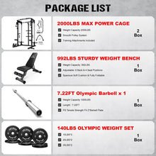 Load image into Gallery viewer, JELENS C21 Power Cage, 2000LBS Multi-Function Power Rack with Independent Dual Pulley System, All-in-One Squat Rack for Cable Crossover, Home Gym Workout Machine (Black,140LBS Black)