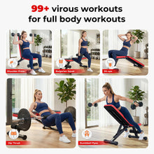 Load image into Gallery viewer, Rockvale 95% Pre-assemble Adjustable Weight Benches for Home Gym, 9 Backpad Positions Workout Bench, 660lb Compact Bench Press for Small Space(1Sec Fast Folding)