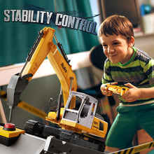 Load image into Gallery viewer, RC Excavator 3 in 1 Construction Toys for Boys, 17 Channel Remote Control Vehicles with Grab Alloy Shovel Drill, Realistic