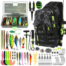 Load image into Gallery viewer, ROCRETA Fishing Backpack with Tackle Boxes,Fishing Lure Kit and Tool