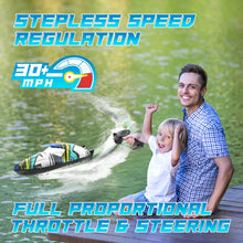 Load image into Gallery viewer, Brushless Remote Control Speed Boat, 30+ mph Racing RC Boat, Full Proportional 2.4Ghz, Self-Righting with LED Light for Adults & Kids