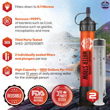Load image into Gallery viewer, Practical Survival Reusable Emergency Water Filter Straws, 2-Pack
