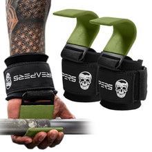 Load image into Gallery viewer, Gymreapers Weight Lifting Hooks (Pair) (OD Green)