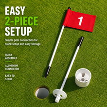 Load image into Gallery viewer, GEAVOUED 3FT Golf Flagsticks Mini with Flags and Cup Bases, Fiberglass Practice Flag Poles for Putting Green, Easy to Assemble, Portable for Backyard Indoor Outdoor Golf Practice (2 Pack -W)