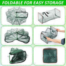 Load image into Gallery viewer, 2PCS Fishing Bait Trap Crab Net 10 Holes and 2 PCS Square Crab Crawfish Trap Fishing Trap for Minnow Crawfish Shrimp Crawdad with Rope Large Fishing Net for Bait Fish