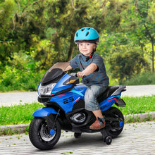 Load image into Gallery viewer, 12V Kids Electric Motorcycle with Training Wheels, Battery Power Ride on Motorbike, Blue