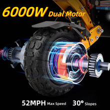 Load image into Gallery viewer, Electric Scooter with Seat, 6000W Double Motor & 52 Mph Max Speed, Up to 120KM Range, 60V/38Ah Large Capacity Battery, Oil Brack