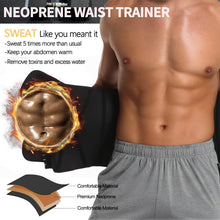 Load image into Gallery viewer, KIWI RATA Waist Trainer for Men,Neoprene Workout Waist Trainer for Men,Sweat Belt with Double Belly Straps, X-shape Steel Bones,Weight Loss Fitness Back Support Belts