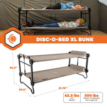 Load image into Gallery viewer, Disc-O-Bed Extra Large Portable Bunk Camping Cots with Carry Bags, Tan
