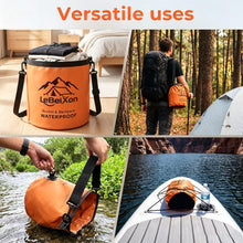 Load image into Gallery viewer, LeBeiXon 7-Piece Camping Shower Kit with Shower Pump, Foldable Bucket, 6.5ft (2m) Hose, 180° Adjustable Metal Hook, Shower mat, loofah, and mesh Storage Bag.