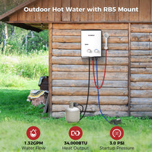 Load image into Gallery viewer, CAMPLUX Portable Propane Water Heater & Pump Kit, 1.32 GPM Tankless Gas Shower System with 12V Pump, Long Power Cables & Extension Hoses, Instant Hot Water for Off-Grid Camping, RV, AY132P43, White