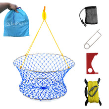 Load image into Gallery viewer, Crab Ring Trap – Collapsible Crab Net with 100ft Rope, Bait Bag, Clip & Ruler – 6 Pieces Portable Crab Trap for Easy Storage – Durable Grid Design for Dock & Pier Crabbing