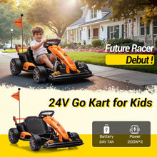 Load image into Gallery viewer, 24V Kids Electric Go Kart, Licensed McLaren F1 Drift Kart Car with Dual 200W Motors, Adjustable Seat for Ages 6-12 (Orange)
