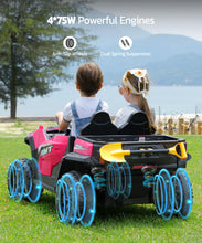 Load image into Gallery viewer, 24V Ride on Toy for Big Kid,Ride on Car 2 Seater w/Sun Shade,Dump Bed & Shovel,4.5MPH,4WD Electric Car, Pink