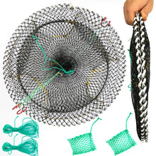 Load image into Gallery viewer, Drasry Crab Trap Bait Lobster Crawfish Shrimp Portable Folded Cast Net Magic Collapsible Fishing Traps Nets Accessories for Blue Crabs 2PCS (17.7in x 7.9in) Black (0.44 in Mesh)