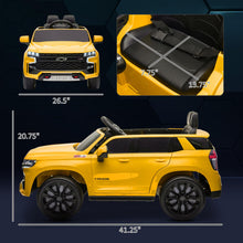 Load image into Gallery viewer, Chevrolet Tahoe Licensed Kids Ride on Car, 12V Battery Powered Kids Electric Car with Remote Control, Yellow