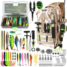 Load image into Gallery viewer, ROCRETA Fishing Backpack with Tackle Boxes,Fishing Lure Kit and Tool