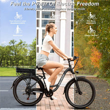 Load image into Gallery viewer, Electric Bike for Adults, 48V 500Wh EBike, UP to 60 Miles, Removable Battery, Fast-Charge, 26" Commuter Electric Bicycles, 7-Speed