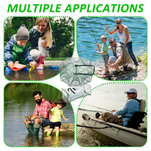 Load image into Gallery viewer, 2PCS Fishing Bait Trap Crab Net 10 Holes and 2 PCS Square Crab Crawfish Trap Fishing Trap for Minnow Crawfish Shrimp Crawdad with Rope Large Fishing Net for Bait Fish