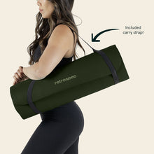 Load image into Gallery viewer, Retrospec Solana Yoga Mat 1" Thick w/Nylon Strap for Men & Women - Non Slip Exercise Mat for Home Yoga, Pilates, Stretching, Floor & Fitness Workouts - Wild Spruce