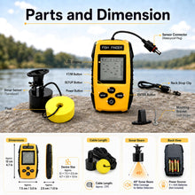 Load image into Gallery viewer, Portable Fish Finder Handheld Sonar Fish Depth Finder for Kayak, Boat, Ice, Shore Fishing, 328ft/100M Depth Range | LCD Display, Fish Alarm
