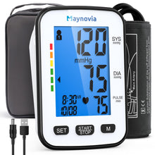 Load image into Gallery viewer, Maynovia Upper Arm Blood Pressure Monitor for Home Use, Automatic Digital Blood Pressure Machine, Talking BP Monitor with English & Spanish Voice, Large Cuff 8.6”–16.5”