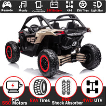 Load image into Gallery viewer, 24V Ride on Car with Remote Control, 2 Seater Ride On Toys Off-Road Buggy Truck Licensed Can Am Maverick UTV Electric Vehicles, Black